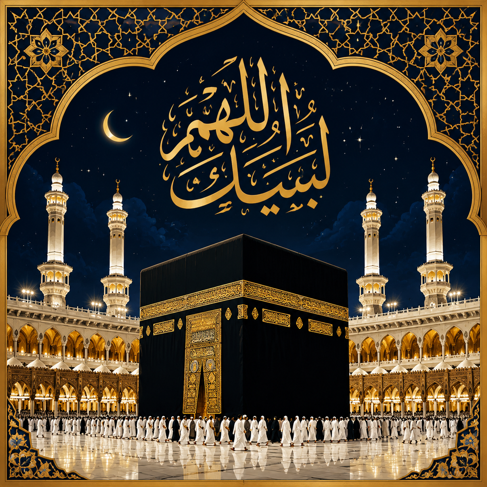 لوحة الكعبة المشرفة ليلاً